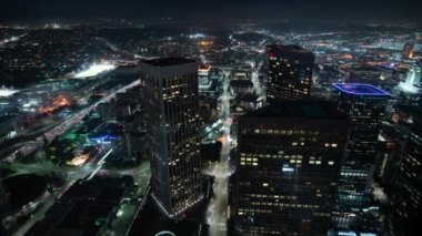 Los Angeles Şehir Merkezi Finans Bölgesi ve Bunker Hill Hava Gecesi Hızı