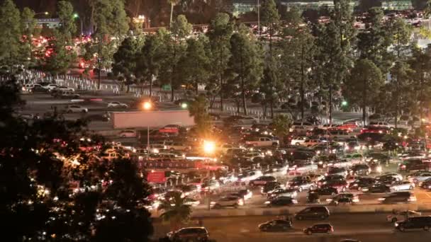 Parking Lot Car Traffic Jam Los Angeles Dodger Stadium Night — Stock Video