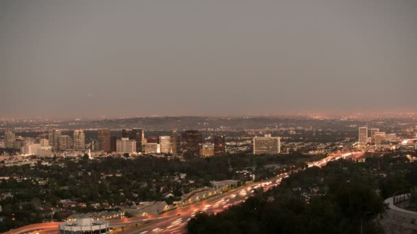 Los Angeles Holy Grail Sunset Night Time Lapse Westwood 405 — Stock videók