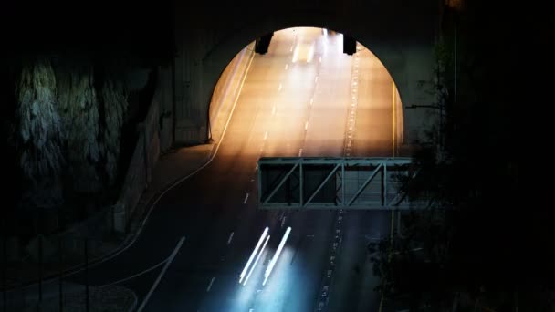 Los Angeles 110 Túnel Auto Estrada Noite Trânsito Time Lapse — Vídeo de Stock