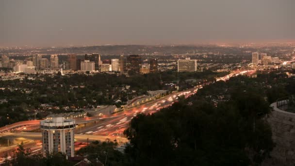 Los Angeles Holy Grail Sunset Night Zeitraffer 405 Freeway Vom — Stockvideo