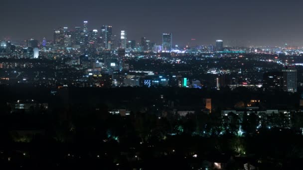 Los Angeles Downtown Skyline Beverly Hills Night Time Lapse — 비디오