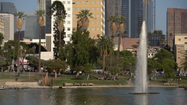 Los Angeles Macarthur Park Lake Fountain — Video Stock