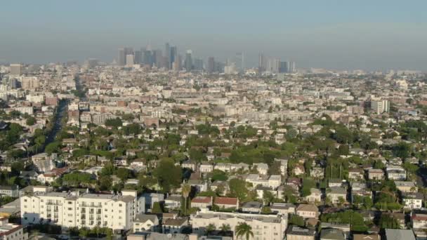 Los Angeles Belvárosa Koreatown Aerial Shot Right Sunset — Stock videók