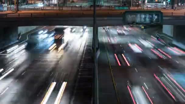 Los Angeles Downtown 101 Αυτοκινητόδρομος Λος Άντζελες Έξοδος Νύχτα Κυκλοφορίας — Αρχείο Βίντεο