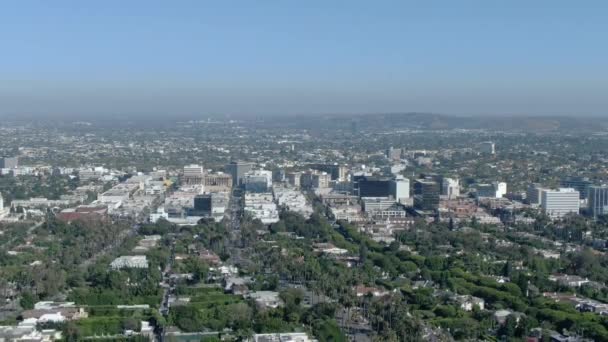 Beverly Hills Downtown Aerial Shot Para Trás Esquerda — Vídeo de Stock