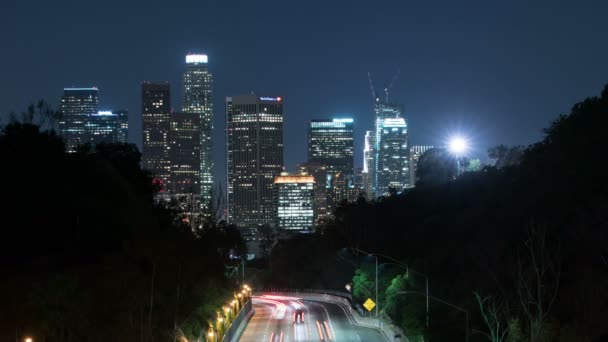 Los Angeles Downtown Skyline Från Elysian Park Grand View Point — Stockvideo