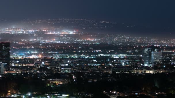West Los Angeles Verso Palos Verdes Crepuscolo Notte Cityscape Time — Video Stock