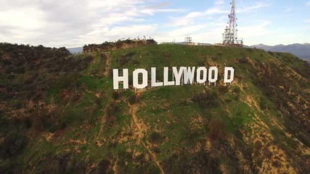 Hollywood Podepsat Letecké Natáčení Jarní Sezóna Otočit Doprava — Stock video