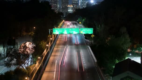 Los Angeles 110 Snelwegverkeer Bij Elysian Park Grand View Point — Stockvideo