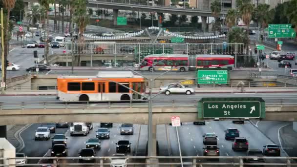 Los Angeles Hollywood Freeway Broadway Daytime Traffic Time Lapse — Vídeo de Stock