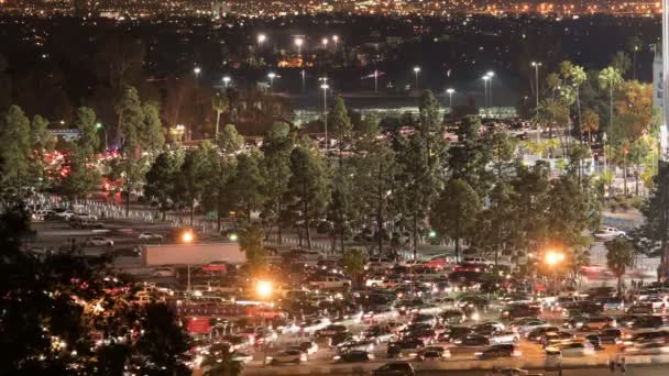 Parking Lot Traffic Los Angeles Dodger Stadium Night Time Lapse — Stock Video