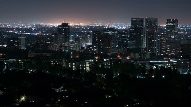 Los Angeles Century City Wolkenkrabbers Nachts Vervallen — Stockvideo