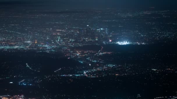 Los Angeles Sentrum Zoom Fra Mount Wilson Toppmøte Luftfartsnatt – stockvideo