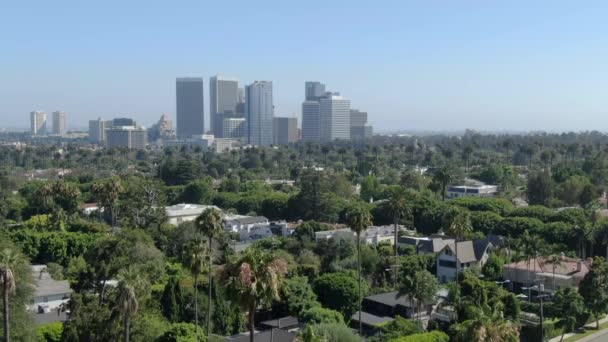 Beverly Hills Century City Aerial Estabelecer Shot Descend — Vídeo de Stock