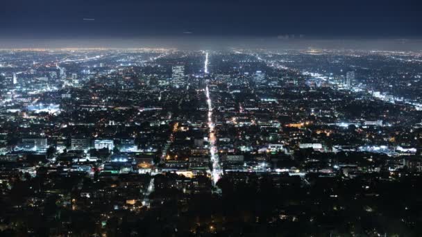 Los Angeles City Grids Skyline Griffith Park Night Time Lapse — Video Stock
