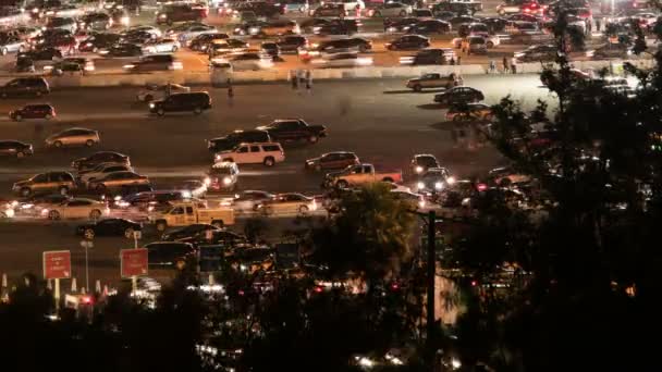 Parking Lot Moving Car Traffic Los Angeles Dodger Stadium Night — Stock Video