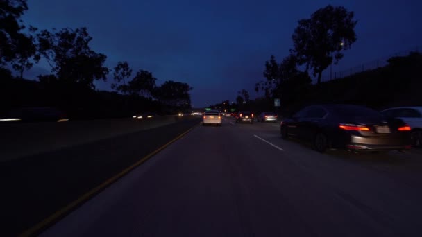 Los Angeles Freeway East Dusk Driving Template 26Th Street California — стоковое видео