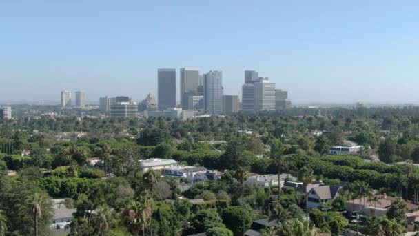 Beverly Hills Und Century City Aerial Etablieren Schussverfolgung Links — Stockvideo