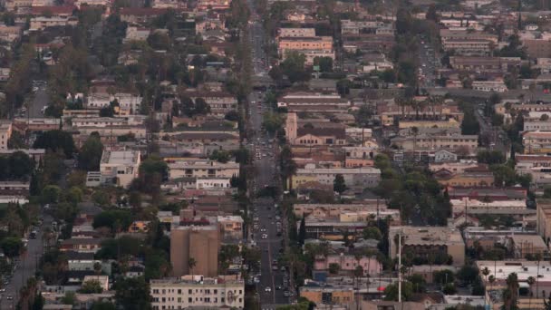 Los Angeles Sunset Night Stadtbild Entlang Der Western Ave Zeitraffer — Stockvideo