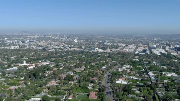 Λος Άντζελες Από Μπέβερλι Χιλς Εναέρια Shot Tracking Δεξιά — Αρχείο Βίντεο