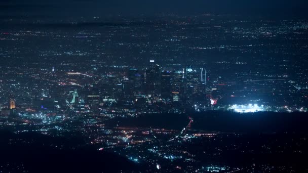 Los Angeles Downtown Telephoto Zoom Out Wilson Summit Aerial Time — Videoclip de stoc