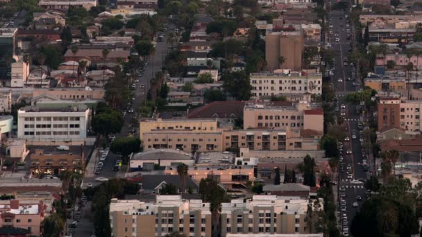 Los Angeles Sunset Night Cityscape Western Ave Time Lapse Pan — Vídeos de Stock