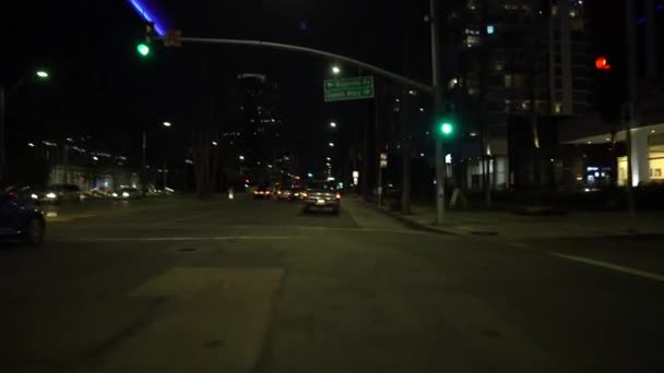 Long Beach Downtown Ocean Blvd Driving Plate Set Vooraanzicht Queens — Stockvideo