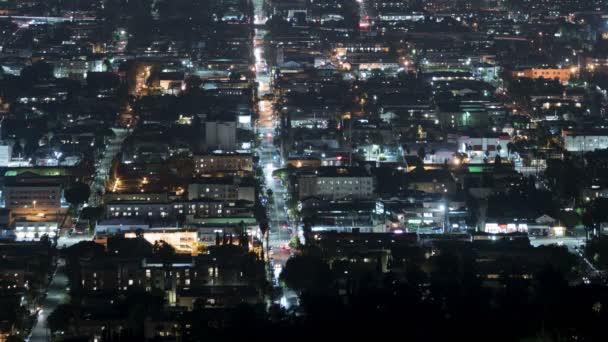 Los Angeles East Hollywood Night Cityscape Time Lapse — Stock video