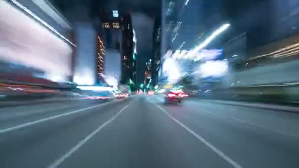 Drive Hyperlapse Los Angeles Downtown Figueroa Street Night California Usa — стокове відео