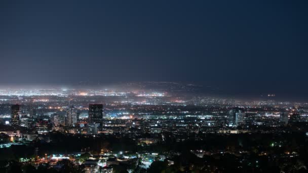 West Los Angeles Bis South Bay Skyline Nacht Stadtbild Zeitraffer — Stockvideo