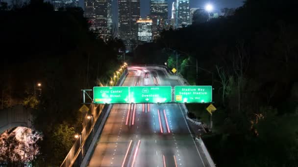 Los Angeles 110 Tráfego Auto Estrada Elysian Park Grand View — Vídeo de Stock