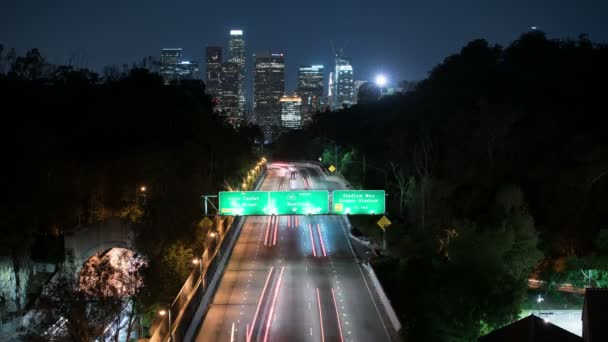 Los Angeles Skyline Elysian Park Grand View Point Nattestid Lapse – stockvideo