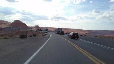 Powell Gölü Kıyısı 'ndan Hiperlapse Driving Dr. Southbound 04 Arka Manzara Arizona Güneybatı ABD