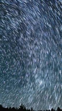 Kaliforniya 'da, Kuzey Gökyüzü Yıldızları İzleyen Astrofotoğrafçılıkta Düşey Yıldız İzleri