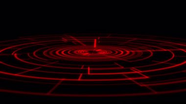 3D HUD Rader Radarlı Grafik Tarama Çemberi X80 Derece Kırpma Kalın Kırmızı Animasyon Döngüsü