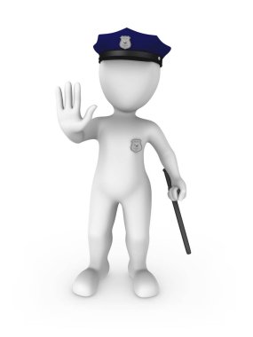 3D polis 3d render illüstrasyon yasaklıyor.