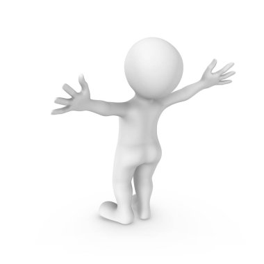 3D beyaz adam ve büyük bir şey... 3D render illüstrasyon.