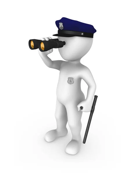 Polizist Mit Fernglas Gerenderte Illustration — Stockfoto