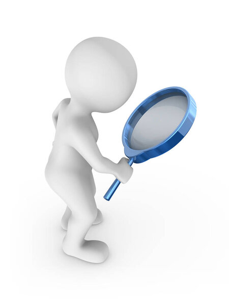 Search with magnifying glass. 3d rendered illustration.