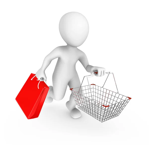 Man Shopping Cart Sale Rendered Illustration — Stock Photo, Image