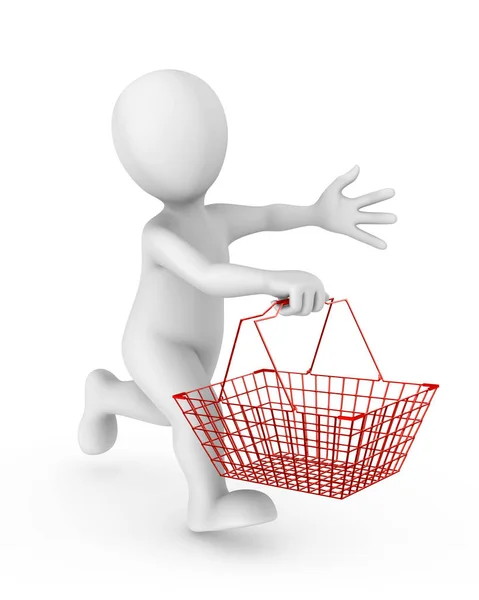 Man Shopping Cart Sale Трехмерная Иллюстрация — стоковое фото