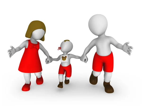 White Man Family Concept Rendered Illustration Small People — Stock Photo, Image