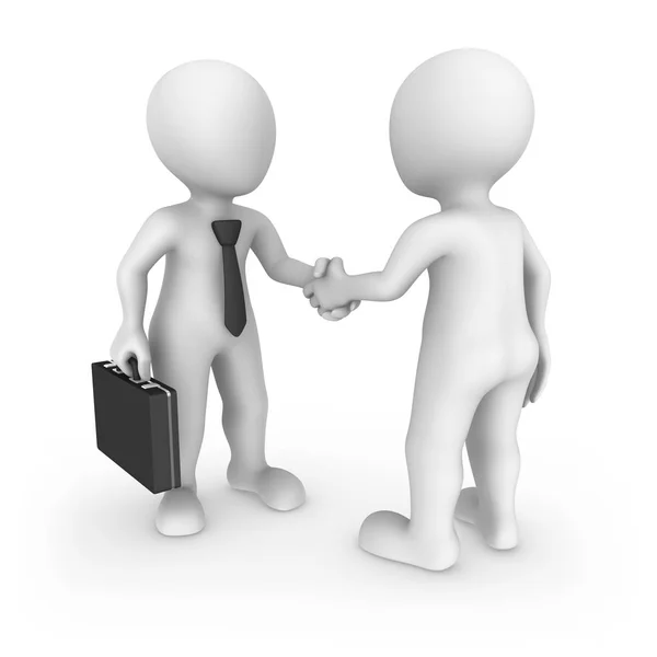 Businessman Client Shaking Hands Rendered Illustration Small People — Stock Photo, Image