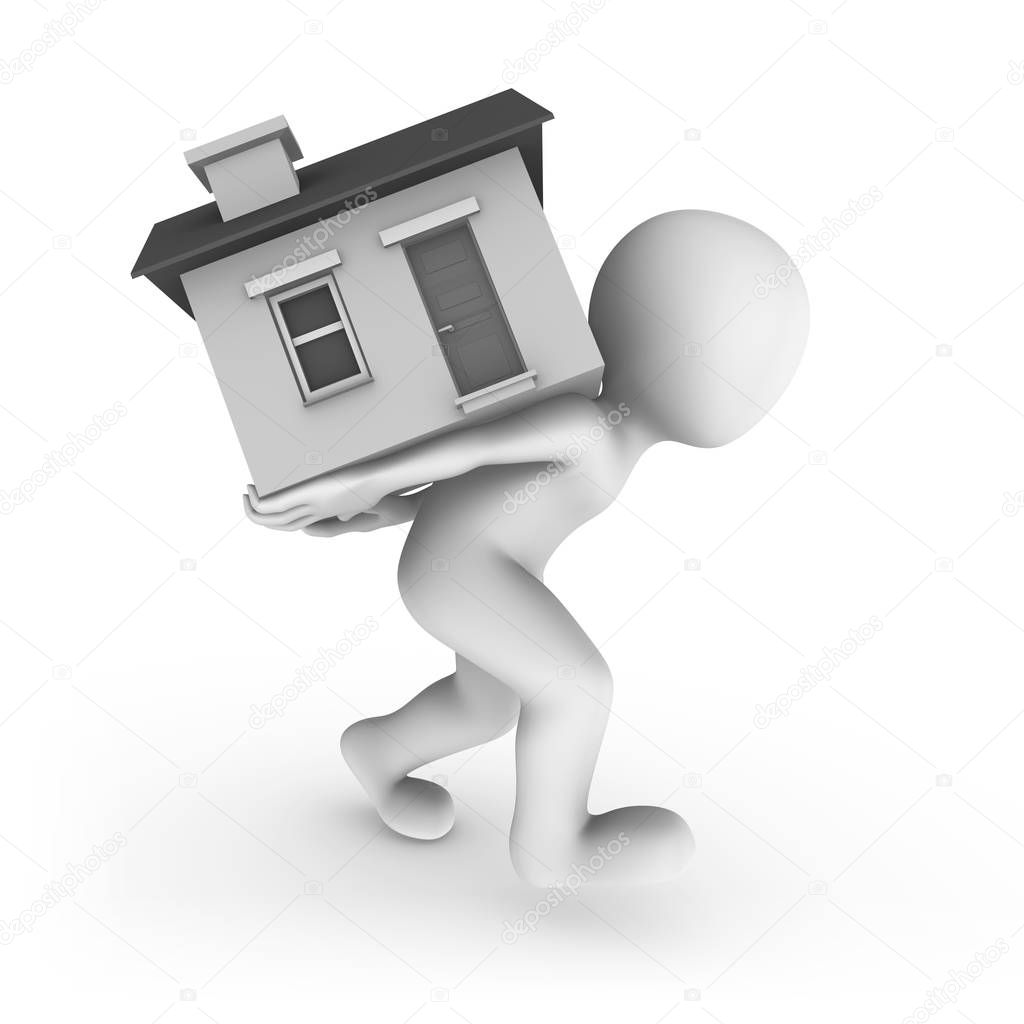 3d man with house on his back.