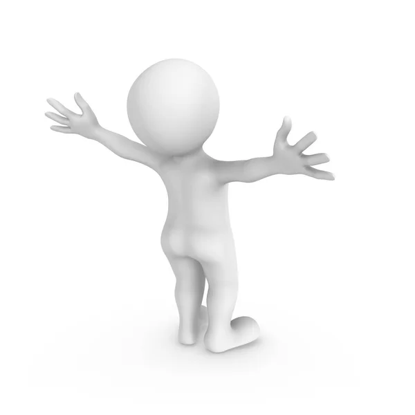 3D beyaz adam ve büyük bir şey... 3D render illüstrasyon.