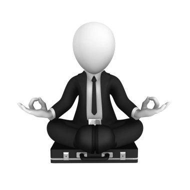 Lotus poz siyah suit 3d işadamı, meditasyon.