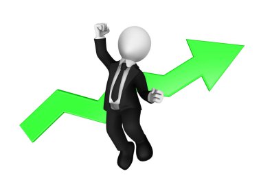 3d mutlu işadamı atlar, iş başarısı.