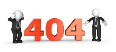 Siyah suit ve 404 hata 3d iş adamları, sayfa bulunamadı.