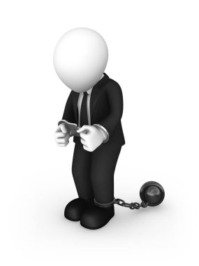 Çizgili bir kap ve kelepçe ile mahkum